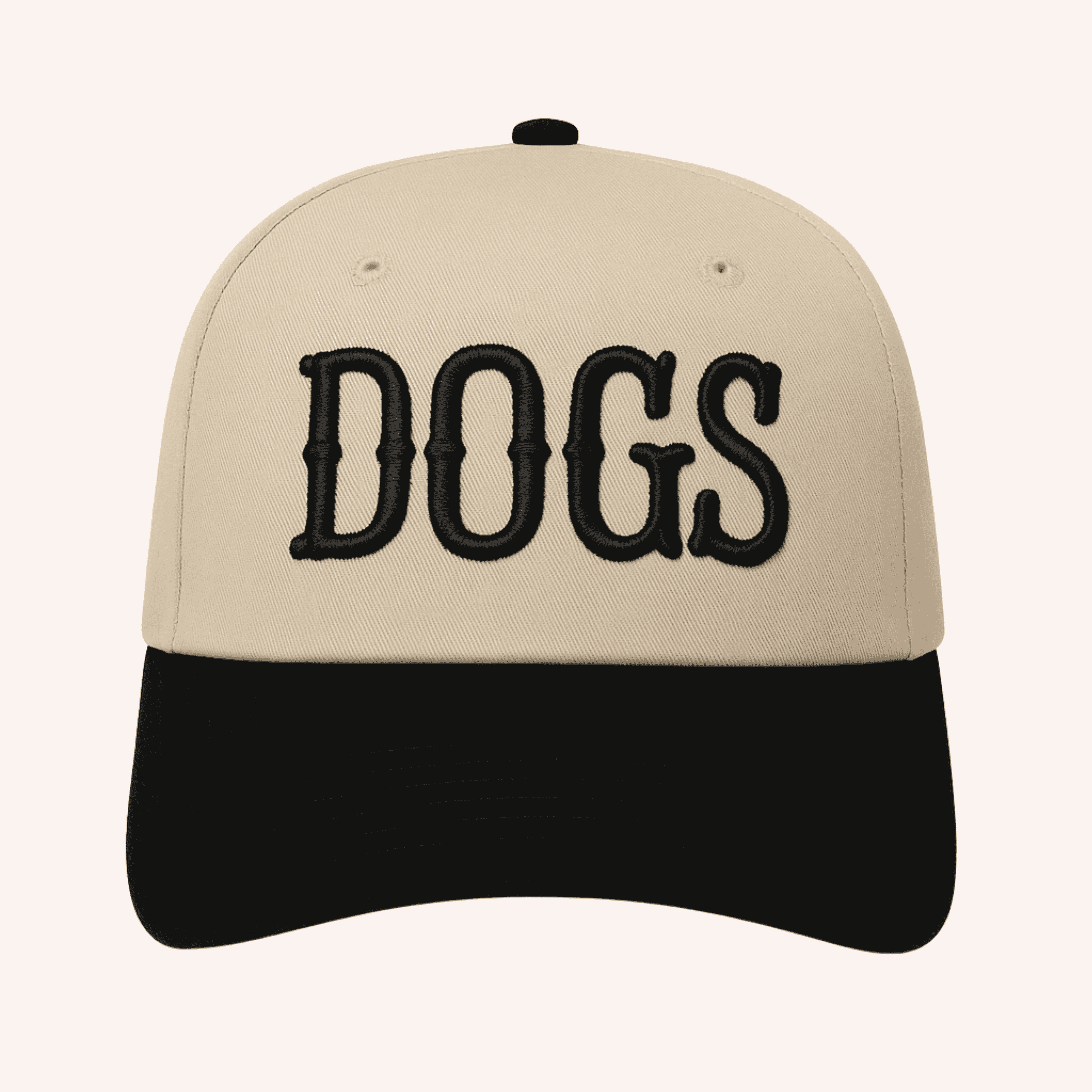 DOGS Embroidered Trucker Hat - Black and Tan Cap for wholesale on Faire1