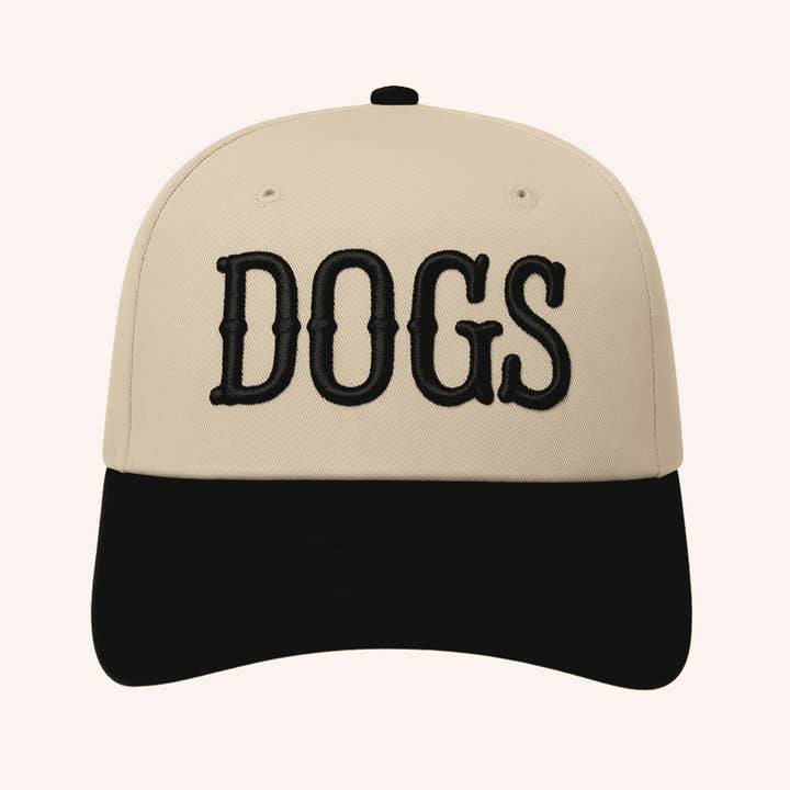 DOGS Embroidered Trucker Hat - Black and Tan Cap for wholesale on Faire1