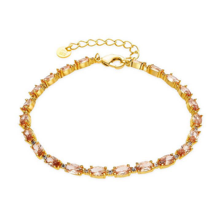 Pulsera Luxenter de Plata de Ley 925 y Circonita Champagne acabado oro de 18k - Morilda para venta al por mayor de Luxenter