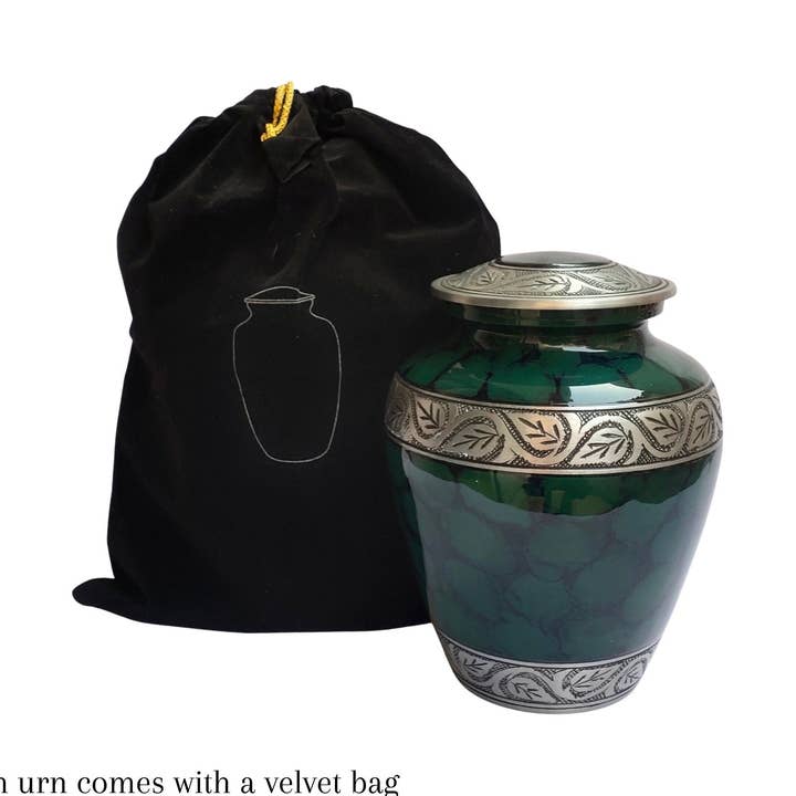 Etched Vine Handcrafted Large Adult Cremation Urn for wholesale by Plutus imports