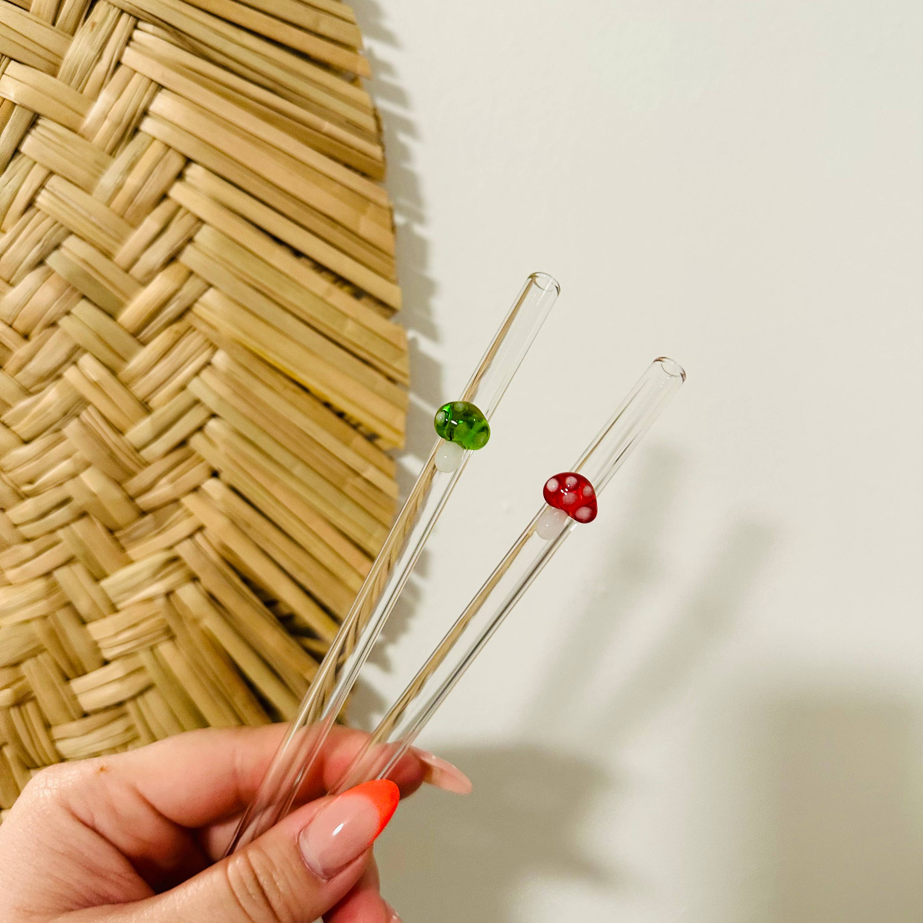 KuriArt Designs - Wholesale Drinking Straw - Mushroom Glass Straws | Reusable Glass Straws6