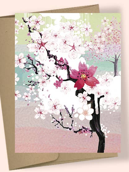 CARTE DE VOEUX AQUARELLE LOVELAND SAKURA GARDEN pour la vente par Studio Masha D'yans