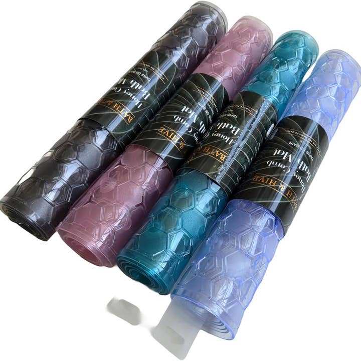 Tappetino da bagno a nido d'ape in PVC antiscivolo per vasca da bagno con ventose e fori di drenaggio - 26,4x14,37 (67x36,5 cm) (Trasparente) per la vendita all'ingrosso da parte di DRINKPOD LLC