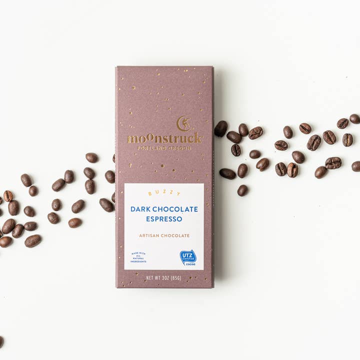 Moonstruck Chocolate Co - Wholesale Chocolate Bar - Buzzy Dark Espresso Chocolate Bar
