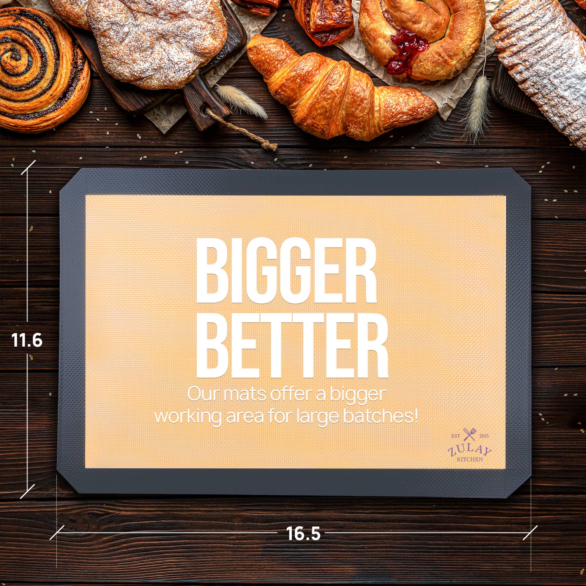 Zulay Kitchen - Vente Feuille/plaque de cuisson - Lot de 2 tapis de cuisson en silicone 42 x 29,5 cm antiadhésifs réutilisables2