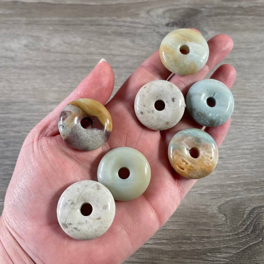 Keystone Crystals - Wholesale Spiritual Stone/Crystal - Donut Pi Stone 30mm Gemstone Pendant –  Strung or Plain40