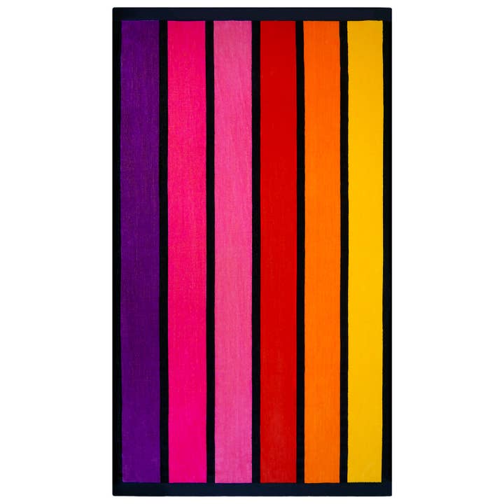 Beach towel Jacquard terry fabric 100x175 - Happy chic for wholesale by Le comptoir de la plage