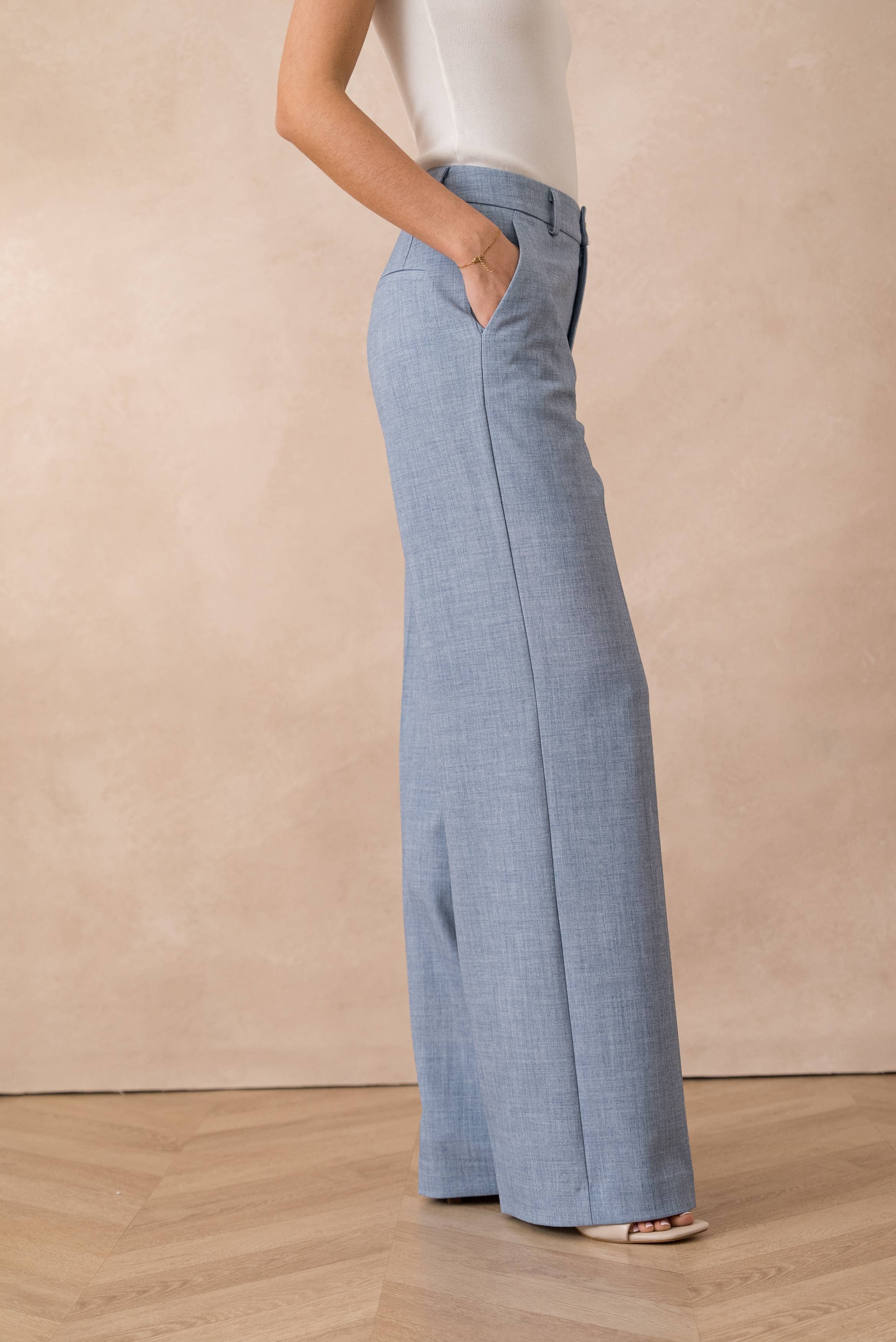 Attentif Paris - Vendita all'ingrosso Pantaloni eleganti - Donna - [Heather] Pantaloni Tailleur a Gamba Larga14