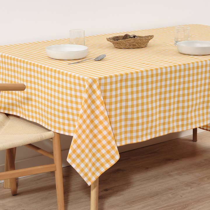 SG HOGAR - Wholesale Tablecloth - Vichy waterproof stain-resistant tablecloth Yellow touch fabric1