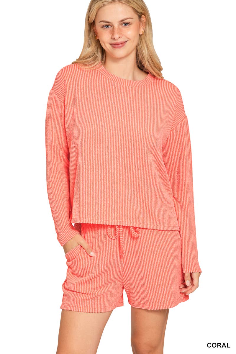 42POPS - Wholesale Lounge Set - Women's - Raised Rib Tee & Shorts 2PC Set 18