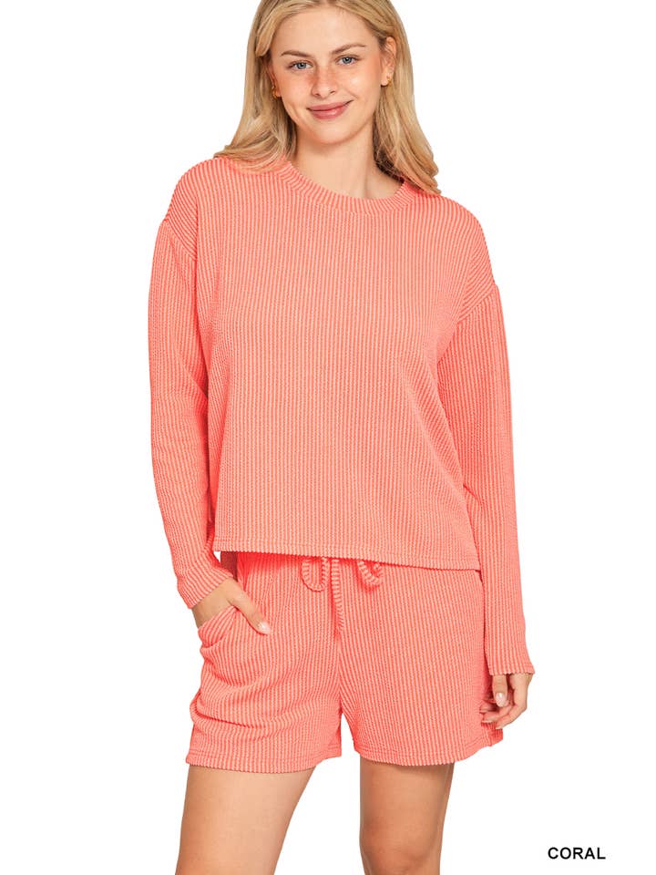 42POPS - Wholesale Lounge Set - Women's - Raised Rib Tee & Shorts 2PC Set 18