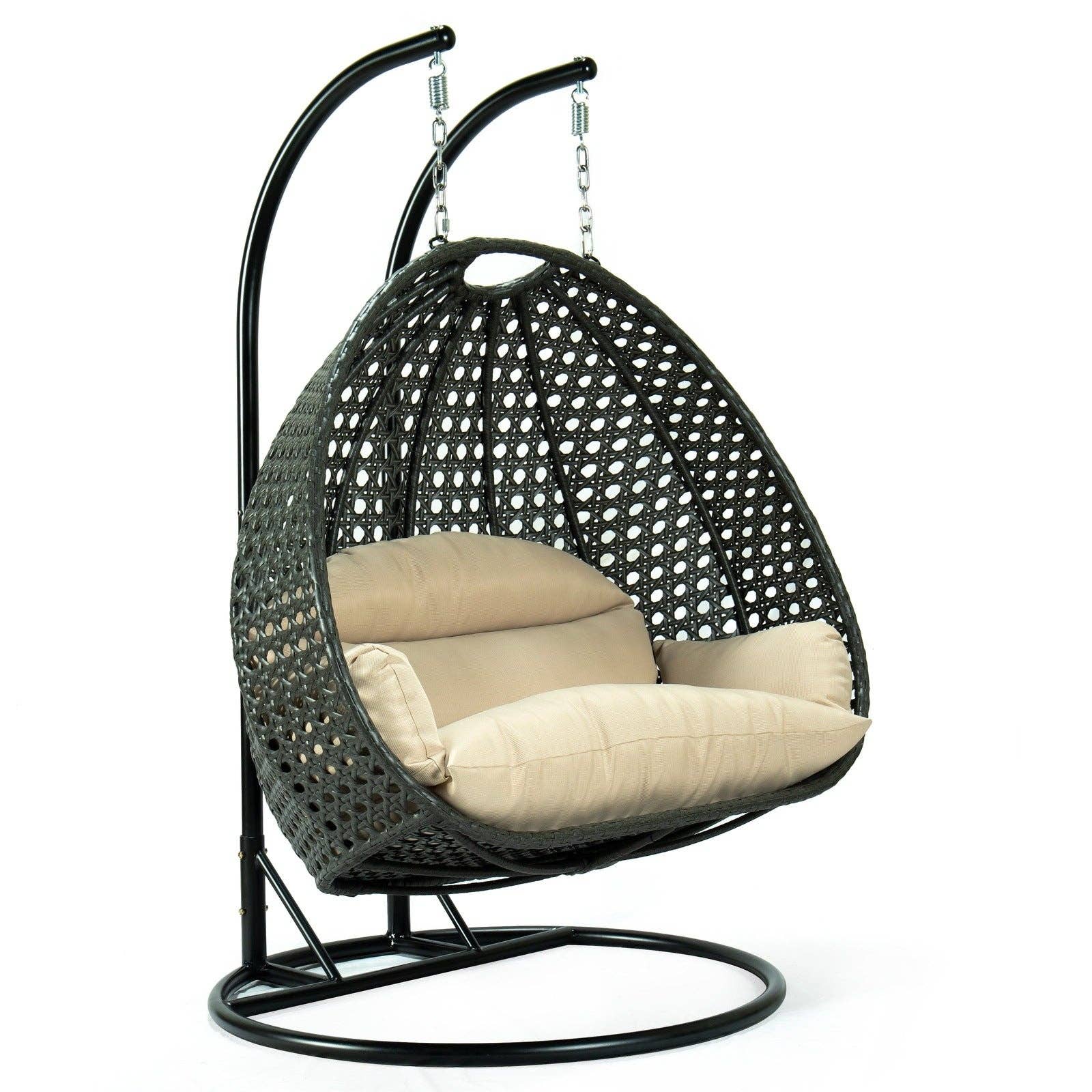 LeisureMod - Wholesale Egg Chair - Modern Charcoal Wicker Hanging Double Seater Egg Swing Chair13
