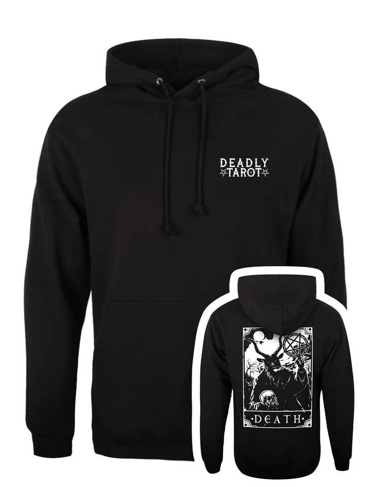 Sweat à capuche noir Deadly Tarot Death pour homme pour la vente par Grindstore