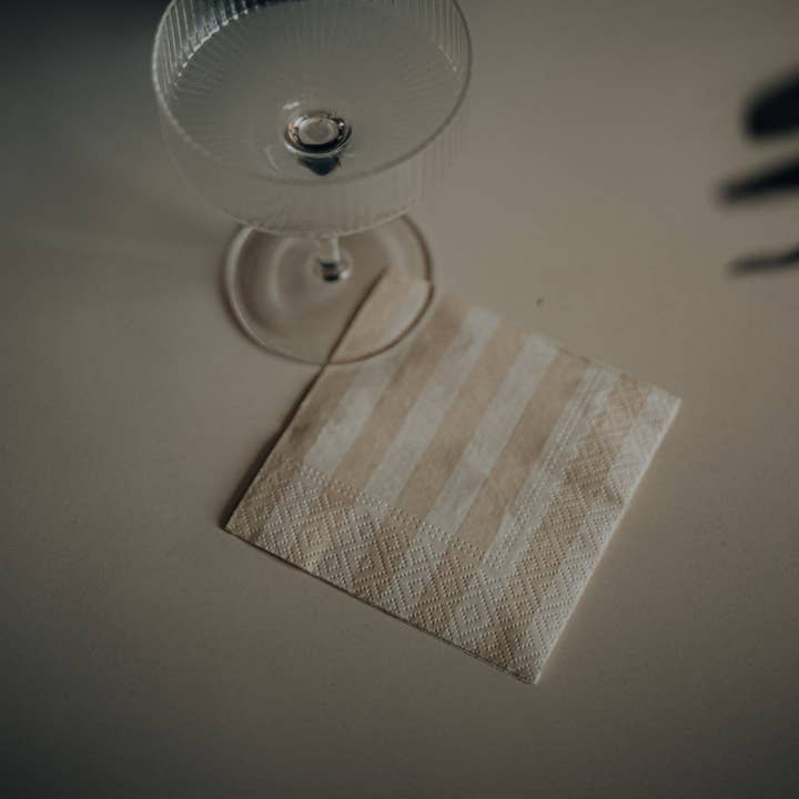 Byron and Yorke - Wholesale Disposable napkin - Beige Stripe Cocktail Napkin1