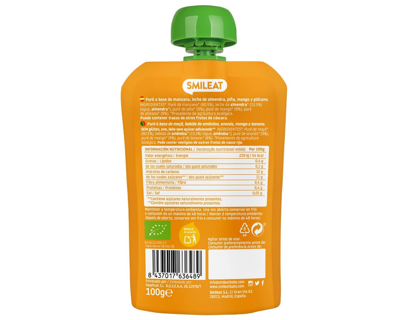 Smileat - Wholesale Fruit Juice - Almond, Mango and Pineapple Milk Pouch1