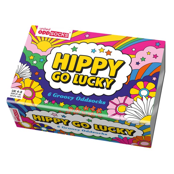 Sock Academy – wholesale Socks – Unisex – HIPPY GO LUCKY | 6 Odd Socks Gift Box - United Oddsocks