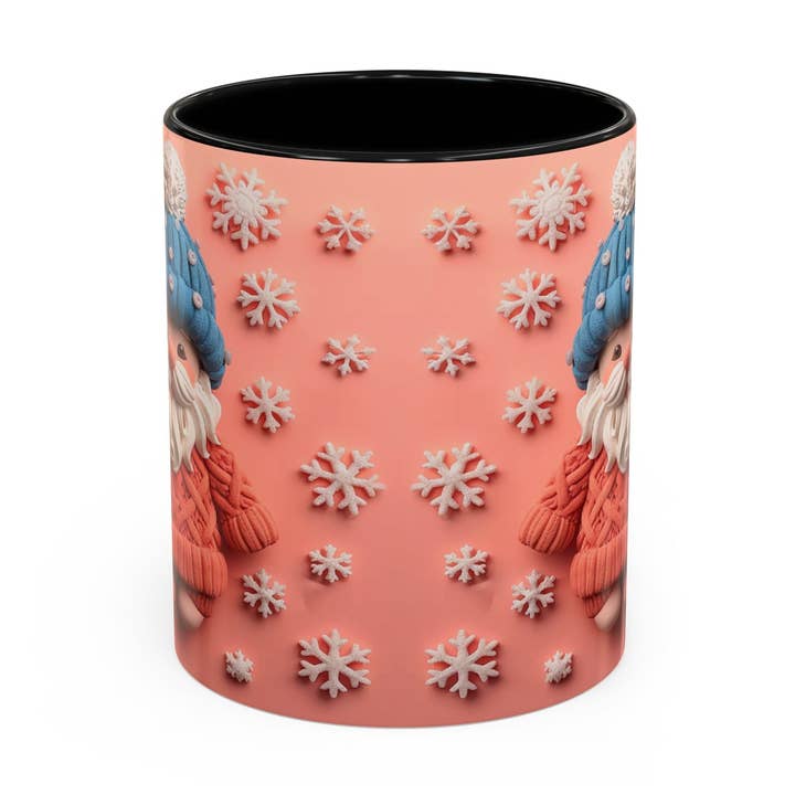 Knit Gnome with Snowflakes Mug | Accent Coffee Mug 11oz 15oz for wholesale by Le Paperie Co