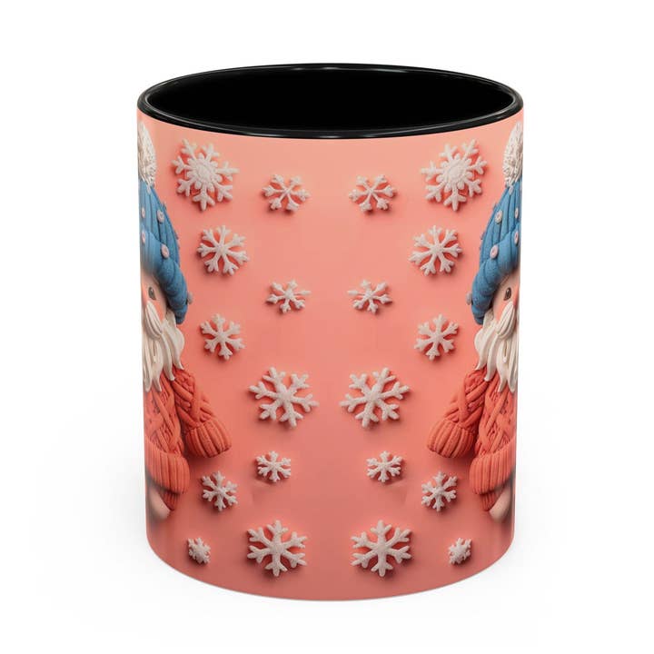 Knit Gnome with Snowflakes Mug | Accent Coffee Mug 11oz 15oz for wholesale by Le Paperie Co