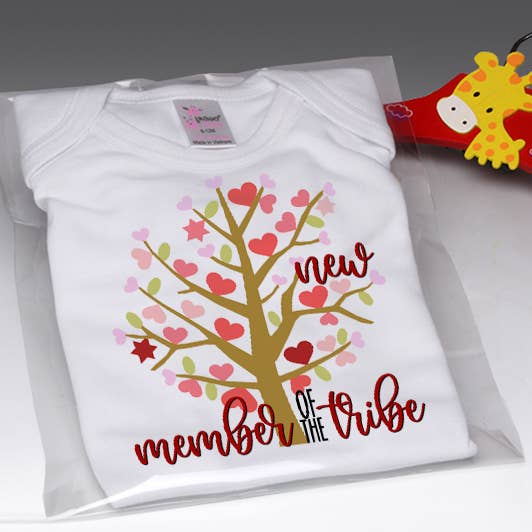 New Member of the Tribe Baby Onesie for wholesale by Liane Fried Studio