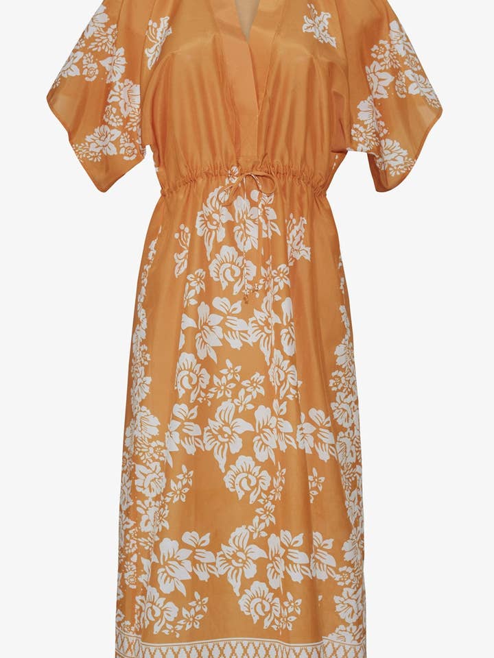 Caftan en voile de coton et soie Daphne | Or pour la vente par Nieves Lavi