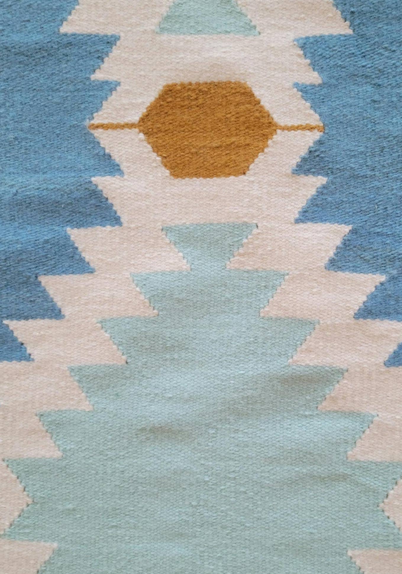 Mumo Toronto Inc - Wholesale Area rug - Blue Diamond Handwoven Wool Rug – Coastal Boho Kilim3