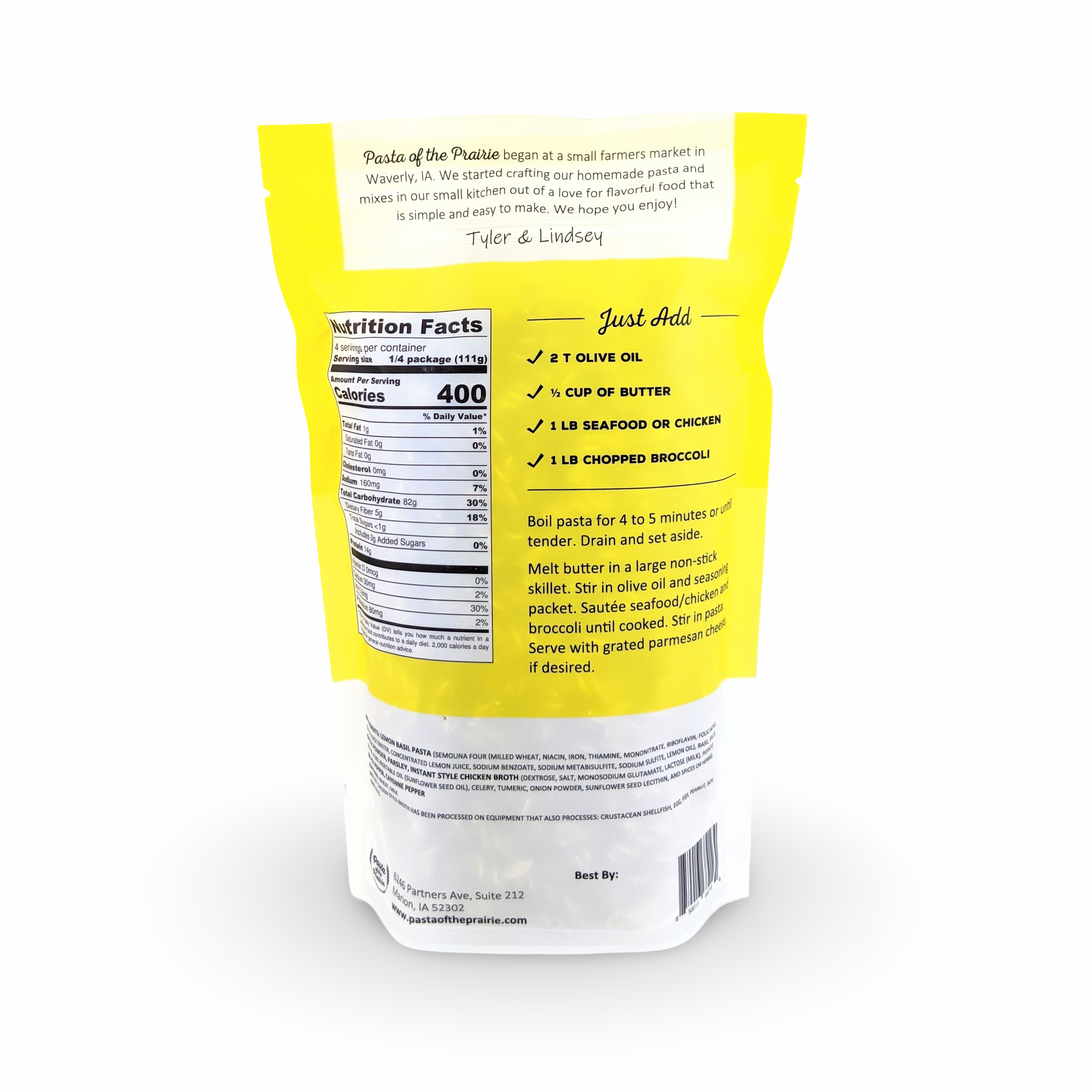 Pasta of the Prairie - Wholesale Pasta - Lemon Scampi Meal Kit1