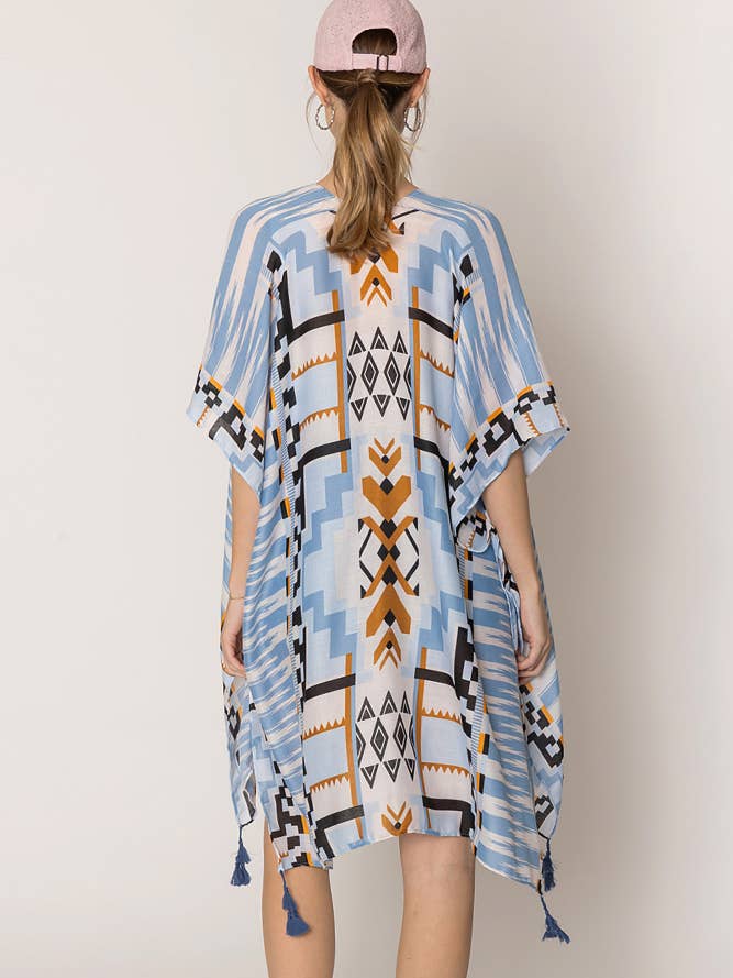 Kimono de Verão com estampa padrão asteca por atacado de Hana