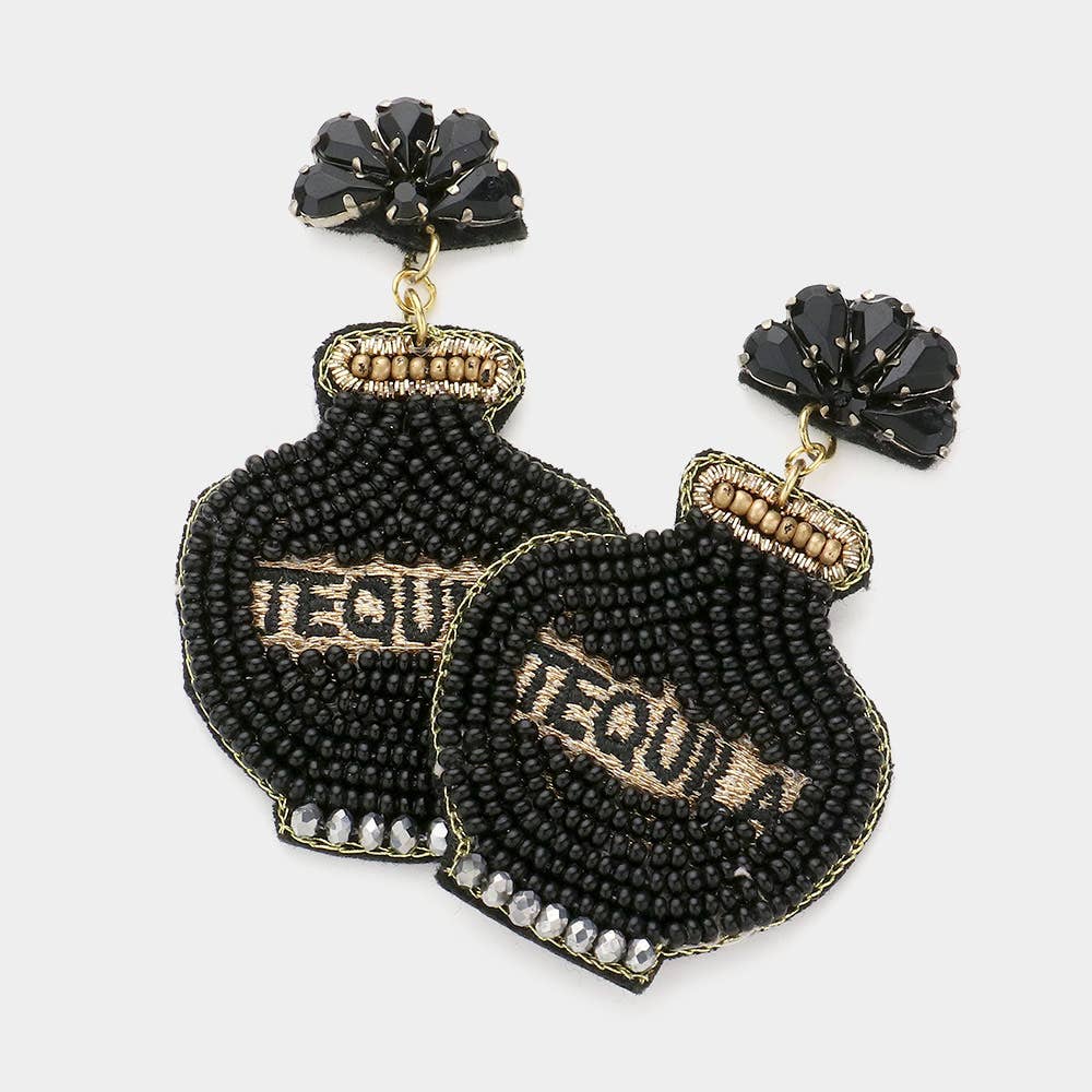 Sensibling Corp. - Vente Boucles d'oreilles pendantes - Boucles d'oreilles pendantes en feutre avec perles en tequila1