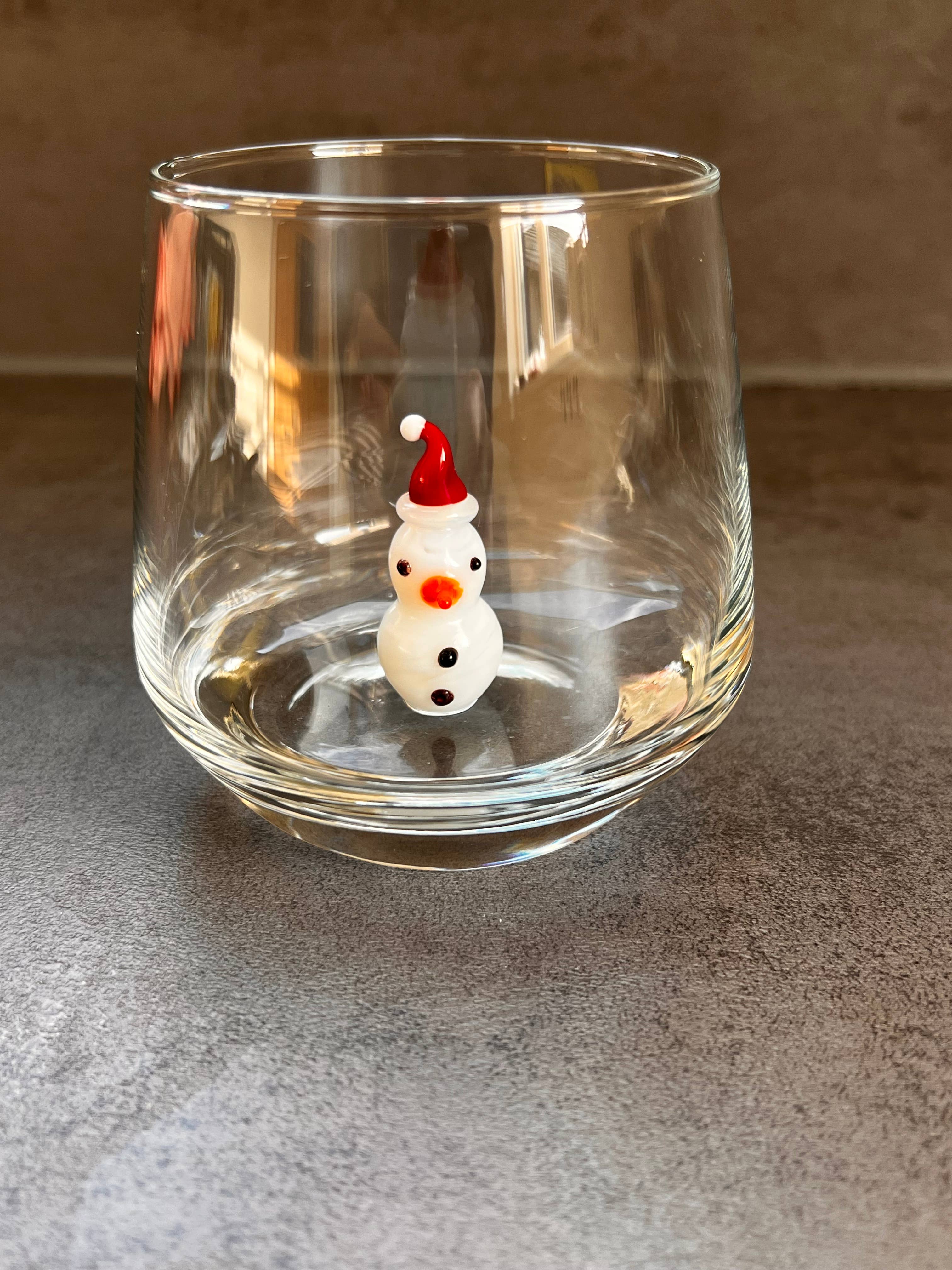 Piece of Trend – wholesale Drinking glass/cup – Piece of Glass - Drinking Glass - Murano Glass - Snowman -Christmas1