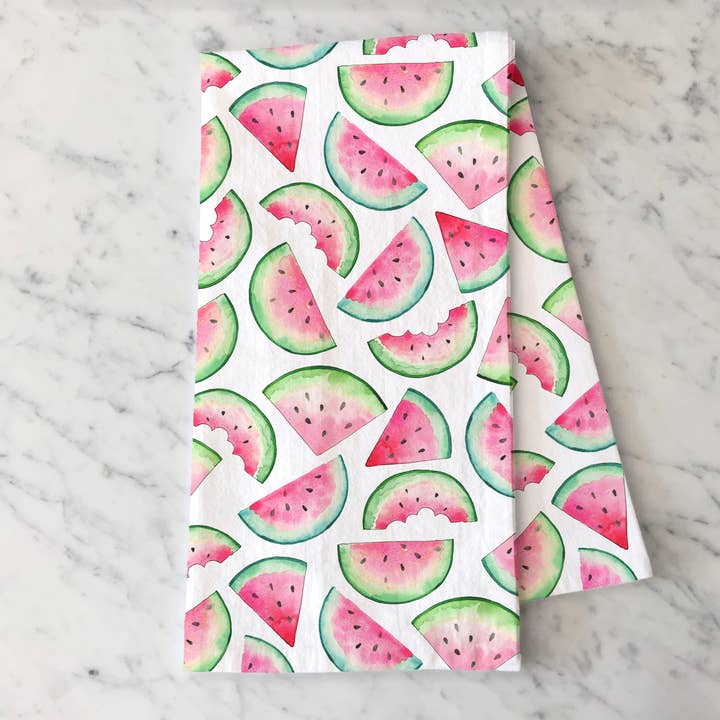 Watermelons Tea Towel - Summer Fruit Kitchen Decor for wholesale by KelseyMDesigns