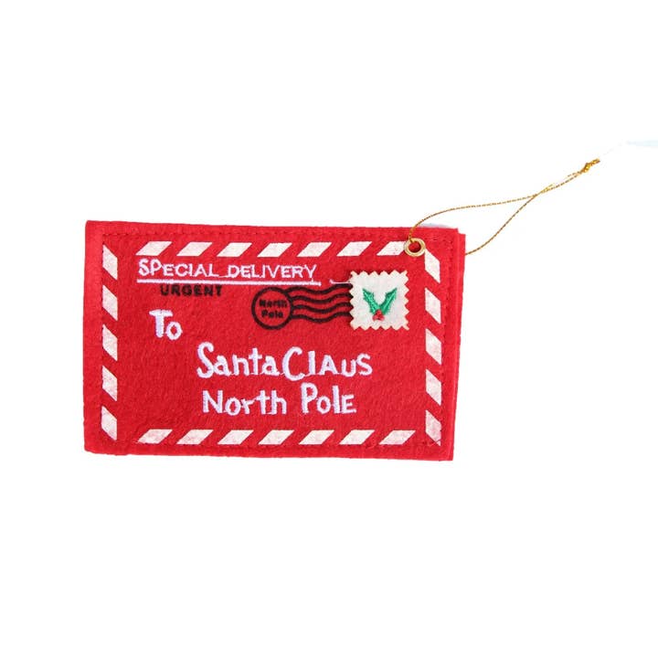 Red Letters to Santa Ornament, Envelope Ornament that opens for wholesale on Faire