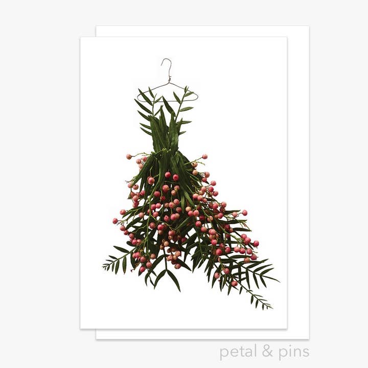 Pink Peppercorn Dress – Botanical Greeting Card for wholesale by petal & pins