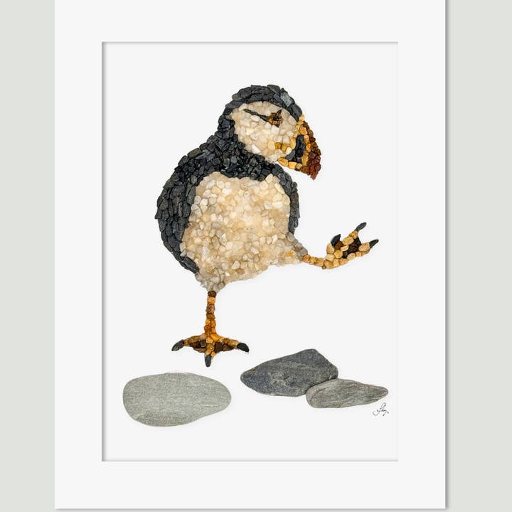 Tux the Puffin Bird | Coastal Puffin Bird Matte Print for wholesale by Coastal art co.