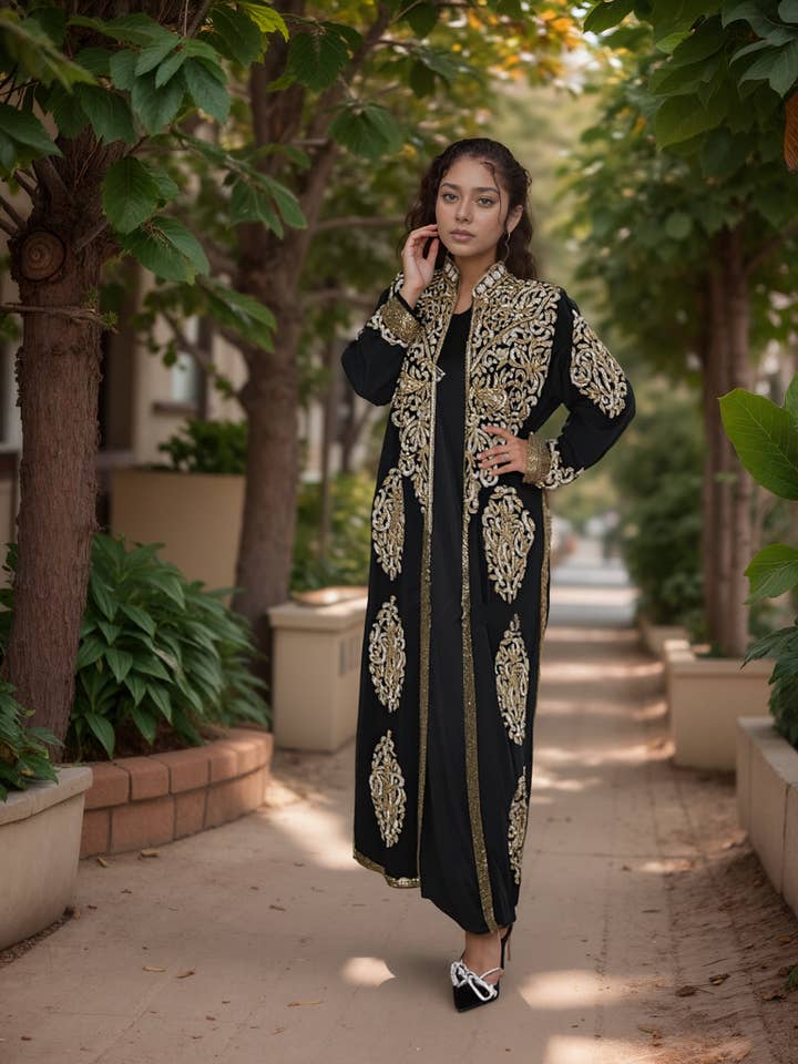 IQRA BOUTIQUE - Wholesale Kaftan - Women's - Black Morrocan kaftan Beaded Wedding Kaftan for Women's2