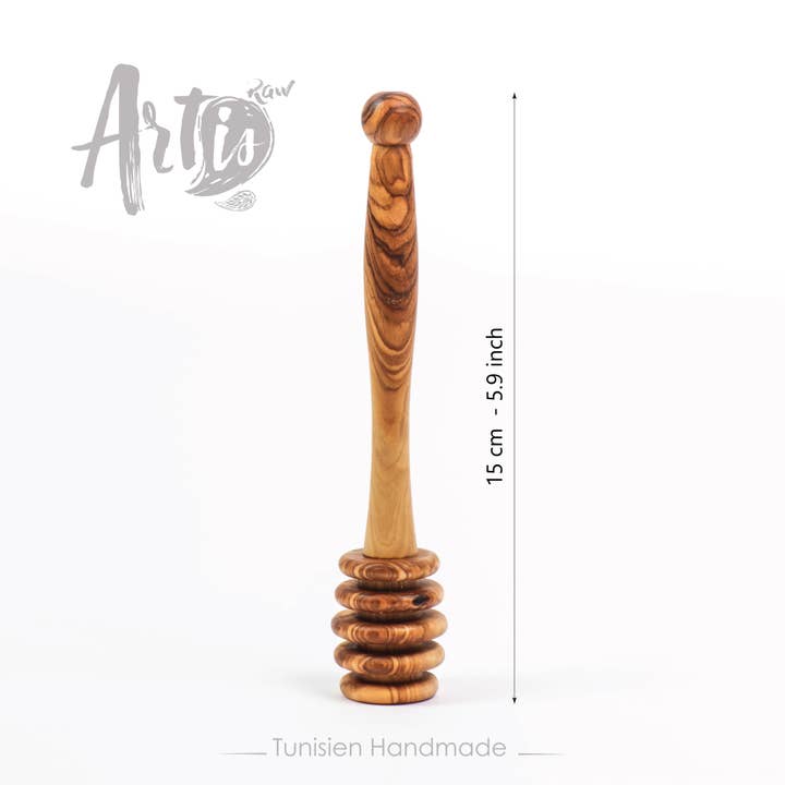 ArtisRaw Olive Wood - Vente Cuillères à miel - Cuillère à miel en bois d'olivier fait main | Outil rustique pour arroser3