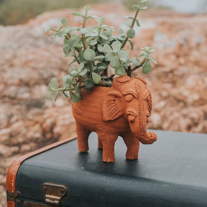 Matr Boomie Fair Trade – wholesale Kruka – Rakshana Elefant Växt Kruka - Terrakotta