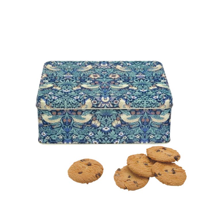 Arts & Crafts - Strawberry Thief Rectangular Tin /Biscuits for wholesale by Tin Treats