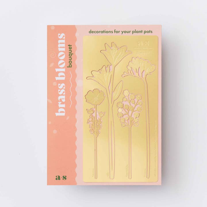 Another Studio – Großhandel Verzierung – Messingblumenstrauß, florale Metalldekoration, Pflanztopfstangen