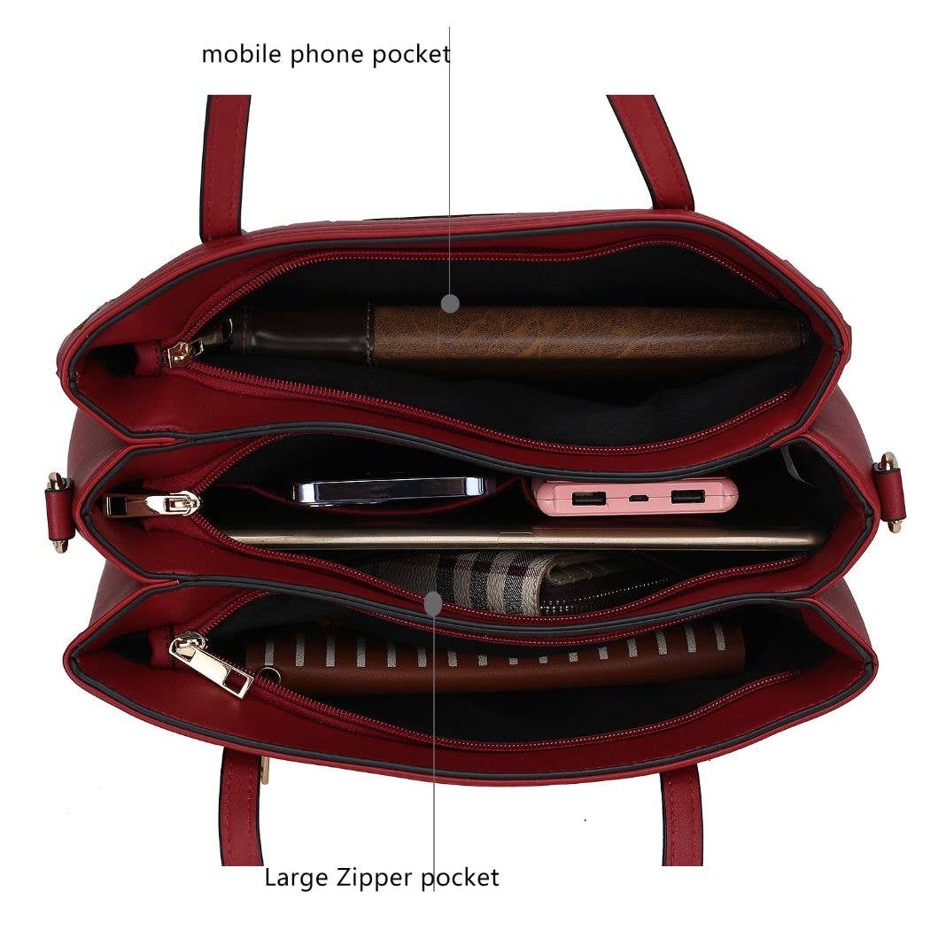 MKF Collection – Sacola - Mulher por atacado – Bolsa de mão Quinn com compartimento triplo em bloco colorido da Mia K9