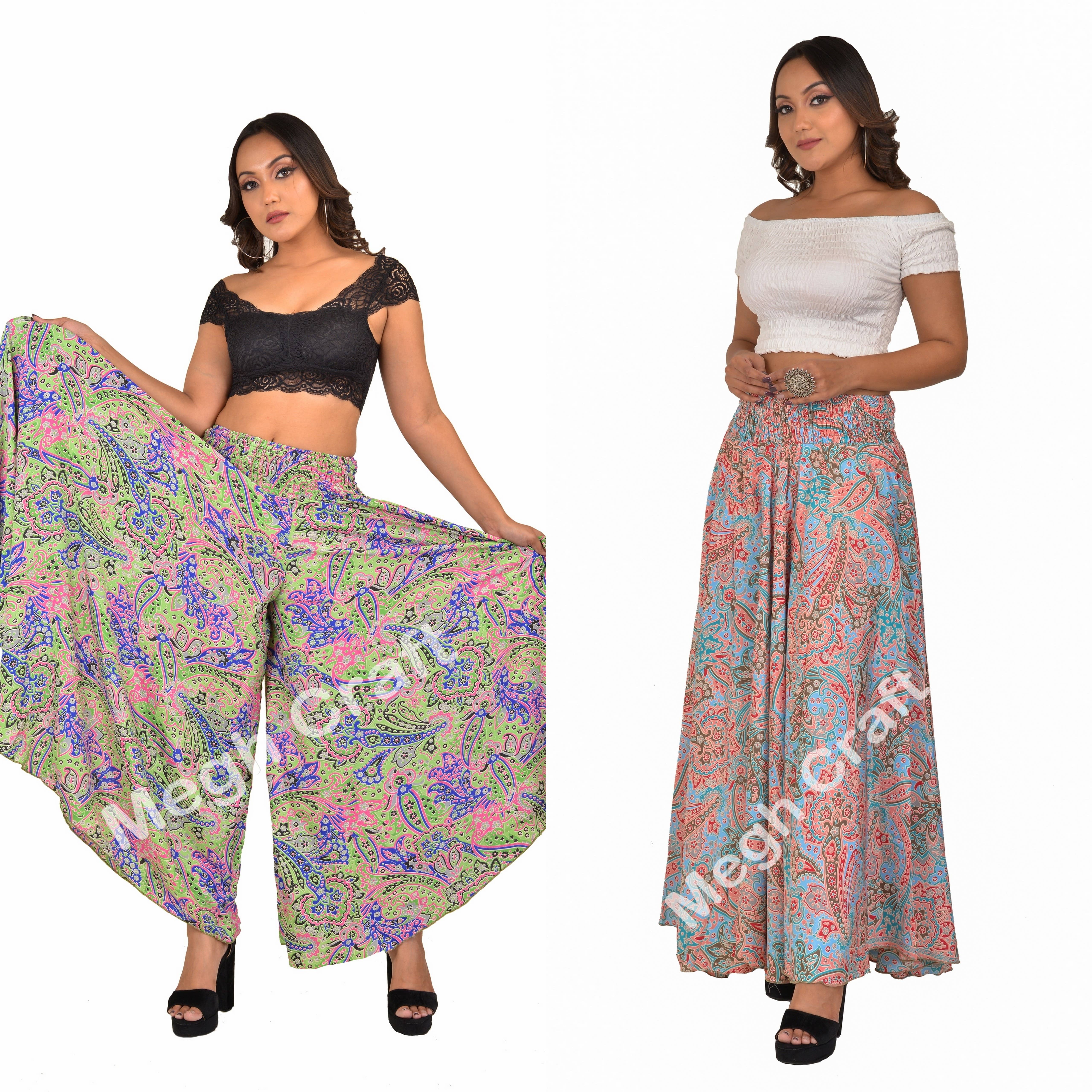 Meghcraft – wholesale Byxor - Dam – Trendiga Streetwear Breda Ben Silk Byxa Smocking Midja Byxa2