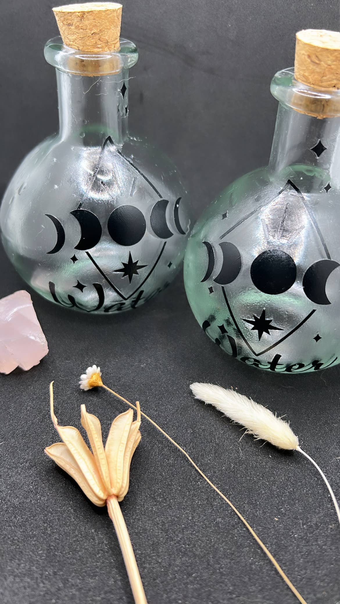 WaterBruja - Wholesale Meditation Supplies - Moon Water Jar, Full Moon Ritual, Moon Phase Glass Bottle7