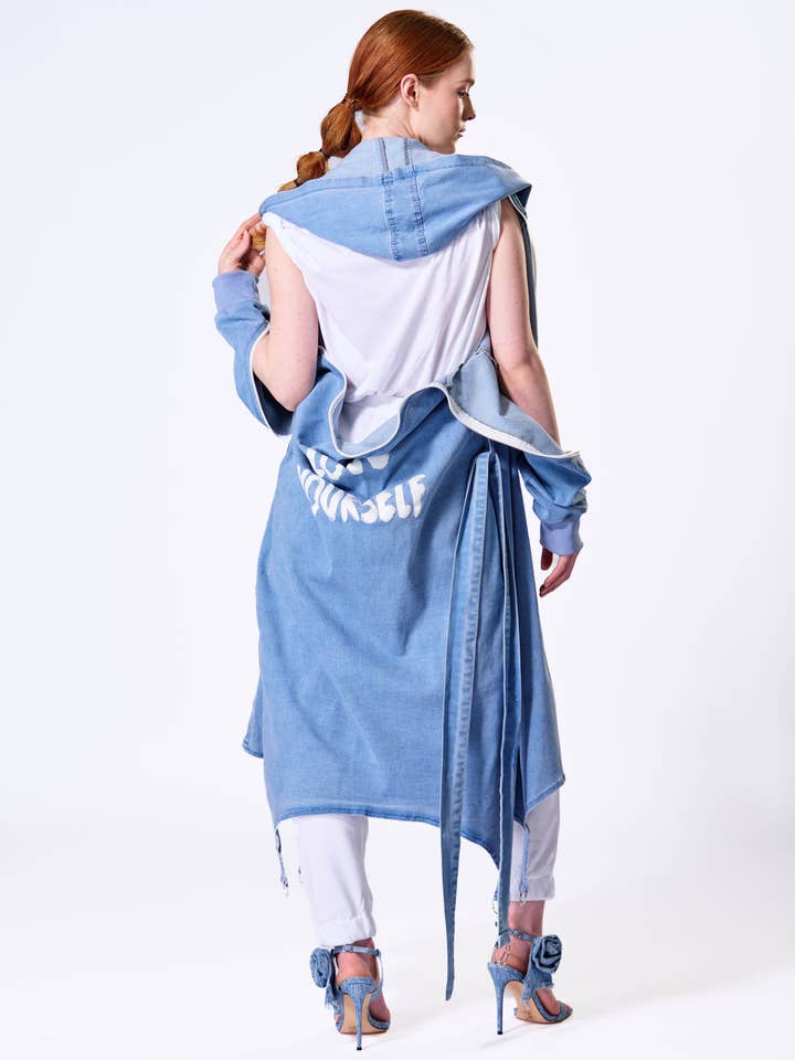 The Fifth Week - Wholesale Spijkerjack/spijkerjas - Dames - Blauwe Denim Peek-A-Boo Duster Jas4