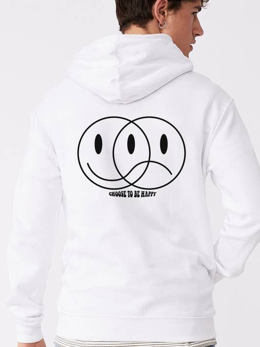 Sudadera con capucha en la parte delantera y trasera Choose to Be Happy para venta al por mayor de DOTCOM