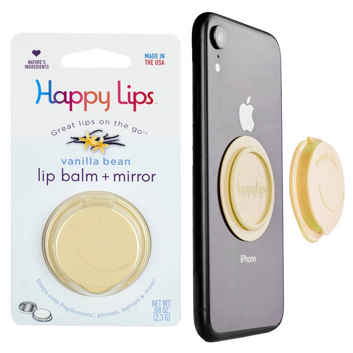 Happy Lips - Wholesale Lip Balm - Happy Lips –Lip Balm w/Mirror, Attach Anywhere! Vanilla Bean