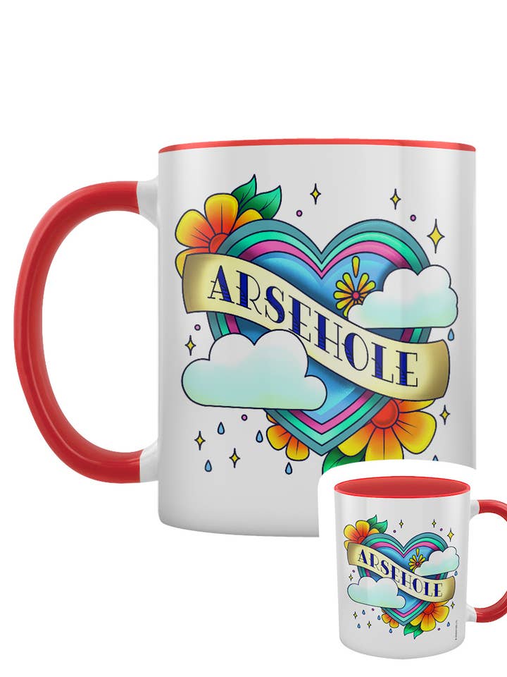 Taza bicolor roja interior tatuaje de gilipollas para venta al por mayor de Grindstore