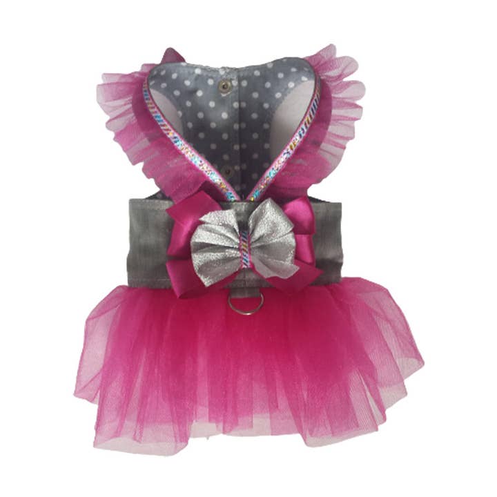 Fuchsia Princess Grey Denim Harness for wholesale by The Underdogue