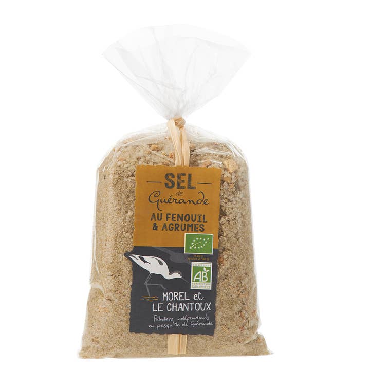 Guérande IGP salt with organic fennel and citrus - 250 g sachet for wholesale by L'atelier du sel - Morel & Le Chantoux