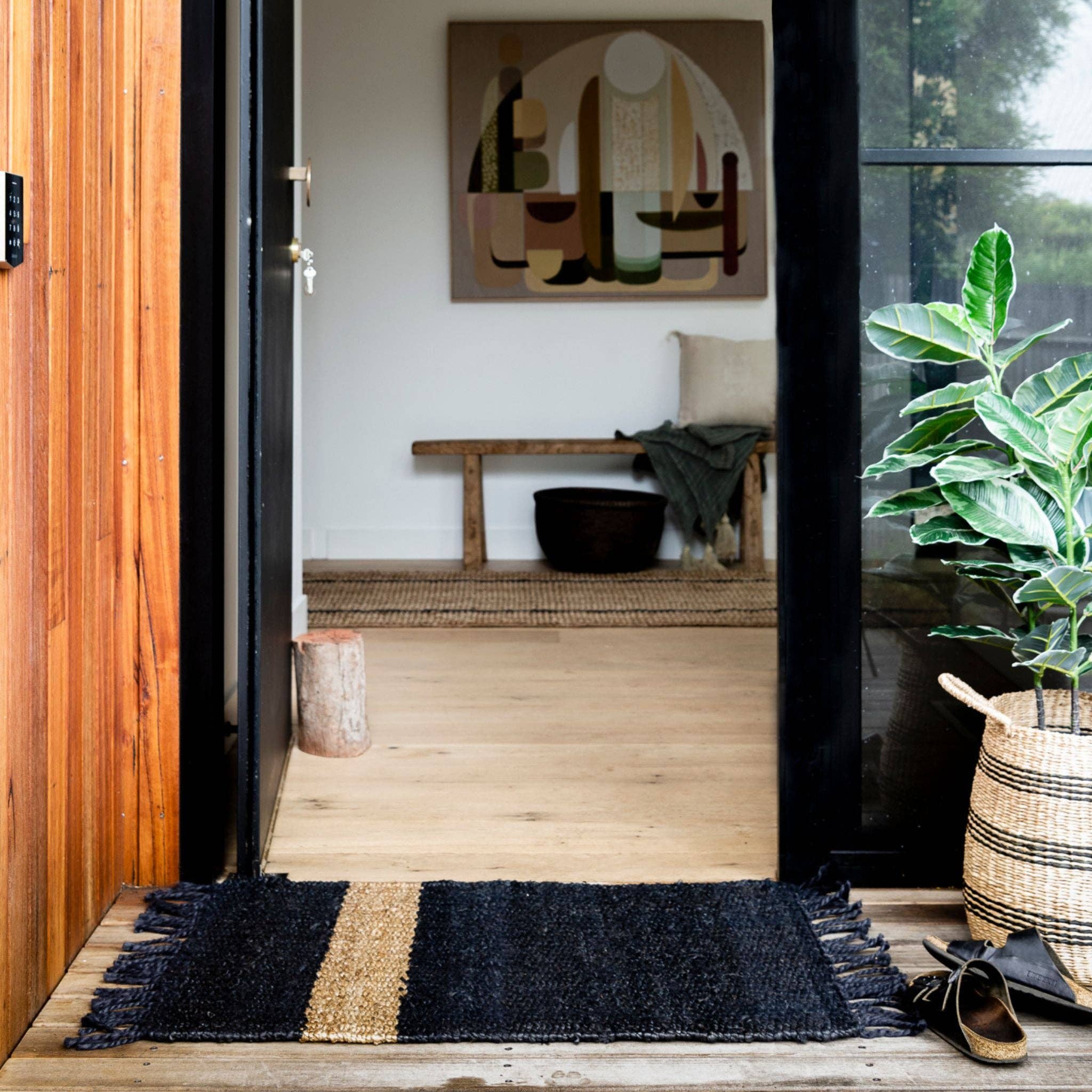 North Avalon - Wholesale Door Mat - Irving | Stripe Jute Flatweave Rug2