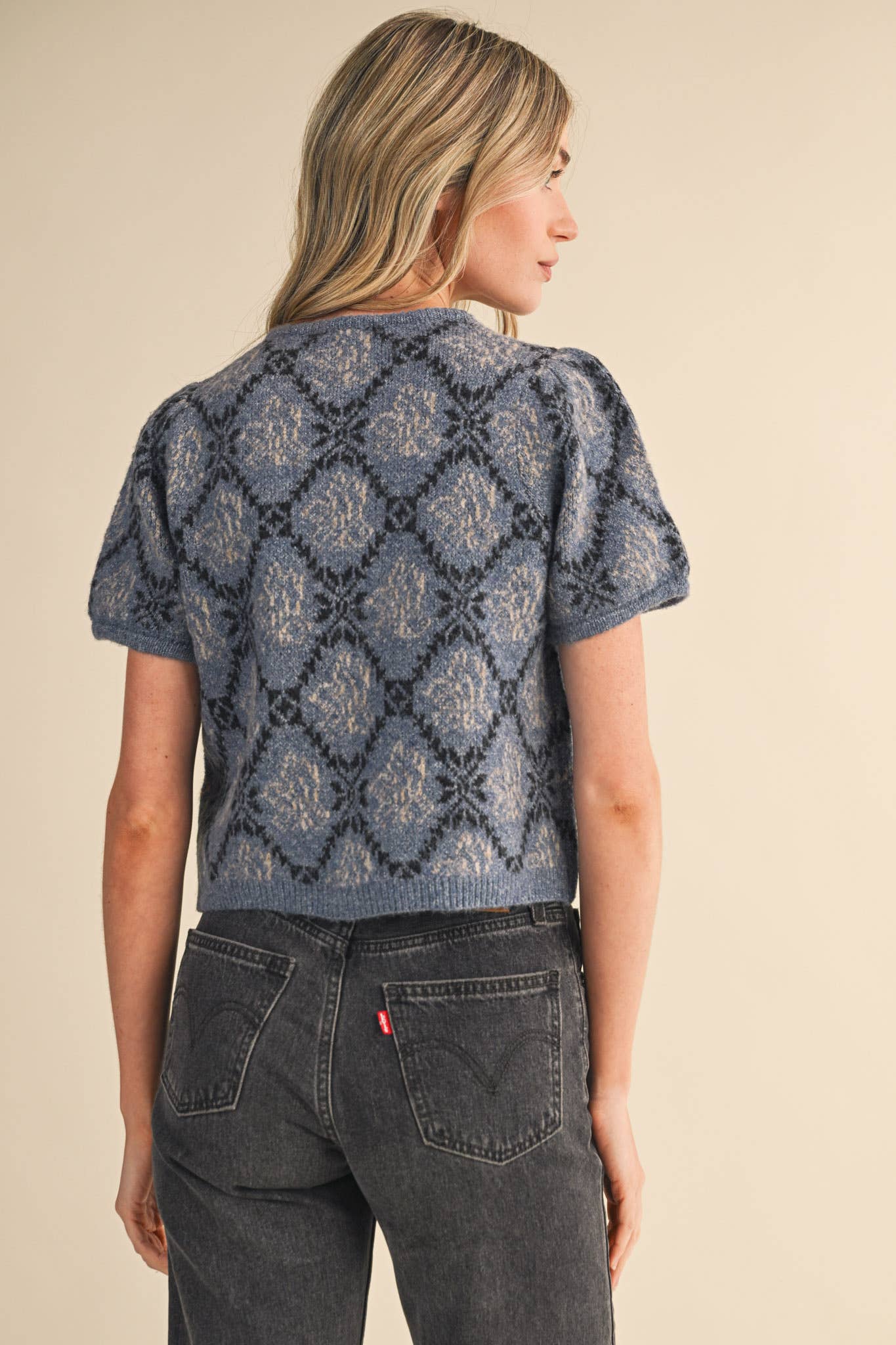 &MERCI - Wholesale Cardigan - Women's - FLORAL SHORT SLEEVE SWEATER CARDIGAN MSW1125812