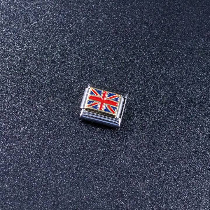 Natalia - Wholesale Individual Charm/Pendant - Italian Charms - UK Flag, 9mm Enamel Bracelet Links
